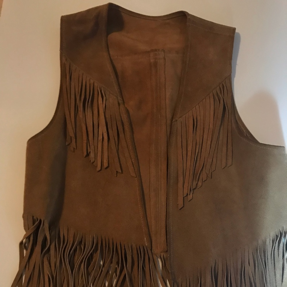 60s 70s Vintage Fringe Suede Leather Boho Vest